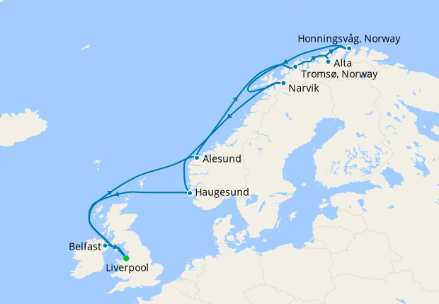 Arctic Voyage to the North Cape & Land of the Midnight Sun from Liverpool