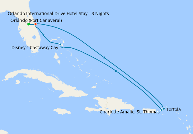Eastern Caribbean Cruise from Port Canaveral with Orlando Stay