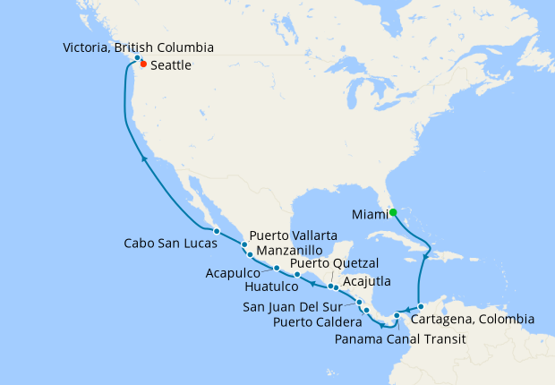 Panama Canal from Miami to Seattle