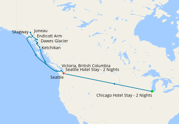 Chicago, U.S Rockies By Rail & Alaska with Inside Passage from Seattle