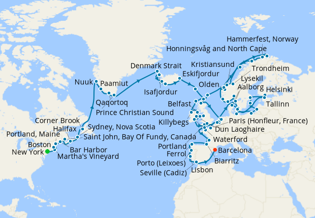 Grand Arctic Adventure from New York to Barcelona