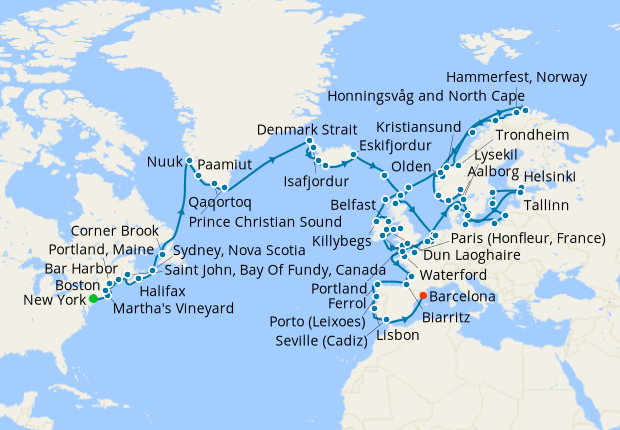 Grand Arctic Adventure from New York to Barcelona, 1 June 2024, 84 Nt, Regent Seven Seas Mariner, 01 June 2024, Regent Seven Seas