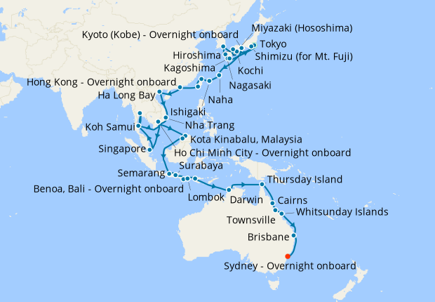 Grand Asia Exploration from Tokyo to Sydney