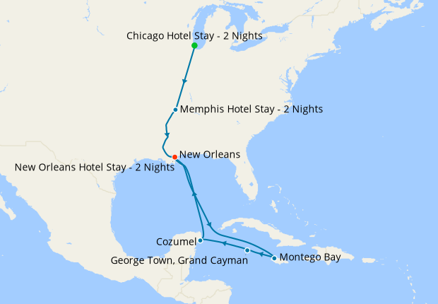 America's Music Cities & Western Caribbean from New Orleans with Stays