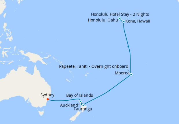 Hawaii, Tahiti & South Pacific Crossing with Honolulu and Sydney Stays