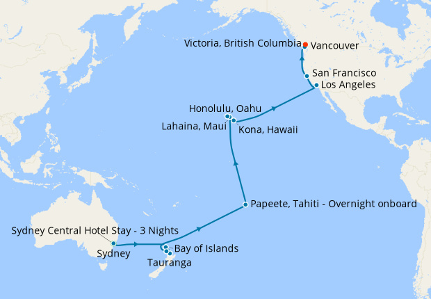 Sydney Stay, Hawaii, Tahiti & South Pacific Crossing to Vancouver