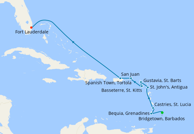 Caribbean from Bridgetown to Fort Lauderdale