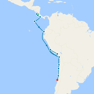 South America from Puntarenas to Valparaiso