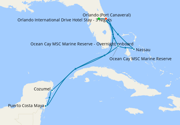Bahamas & Western Caribbean from Port Canaveral with Orlando Stay