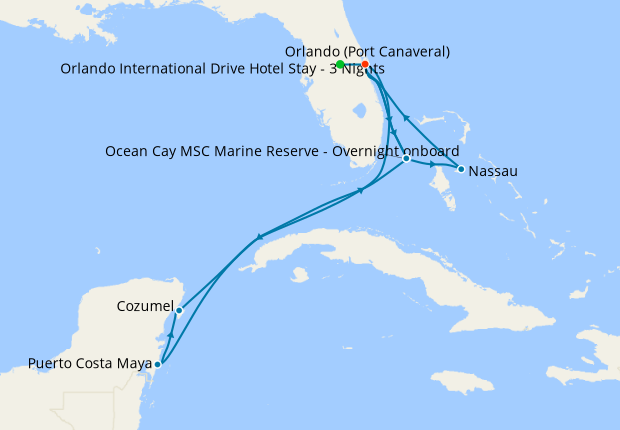 Bahamas Western Caribbean From Port Canaveral With Orlando Stay MSC   310994 