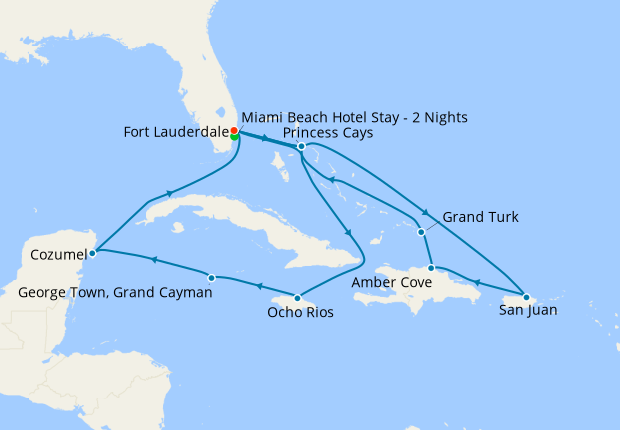 Eastern & Western Caribbean Adventurer from Ft. Lauderdale with Miami Beach Stay