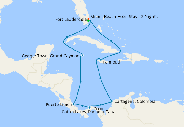 Panama Canal with Costa Rica & Caribbean from Ft. Lauderdale with Miami Beach Stay