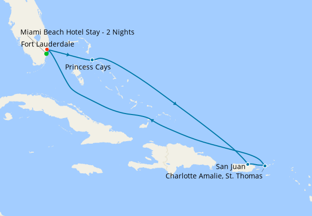 Eastern Caribbean with St. Thomas from Ft. Lauderdale with Miami Beach Stay