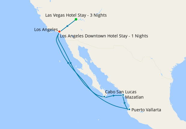 Las Vegas, West Coast & Mexican Riviera Cruise - San Diego - Up to