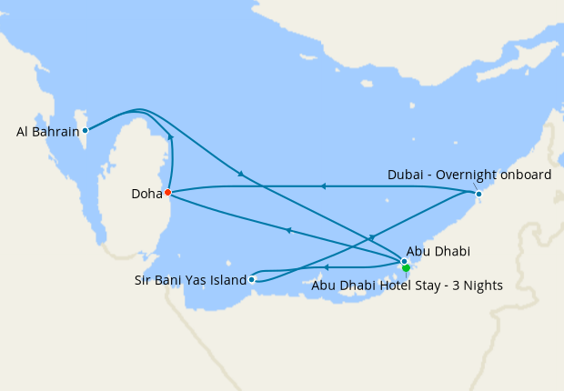 CANX SAILINGS - Abu Dhabi Stay with United Arab Emirates, Saudi Arabia & Qatar Voyage