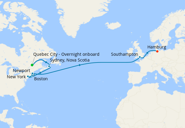 Transatlantic Crossing, New England & Canada from Quebec