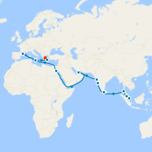 Singapore Stay, India, Middle East & Suez Canal to Athens
