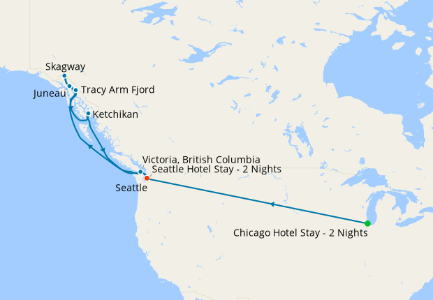 Chicago, U.S Rockies By Rail & Alaska from Seattle