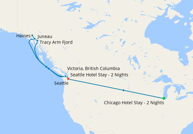 Chicago, U.S Rockies By Rail & Alaska from Seattle