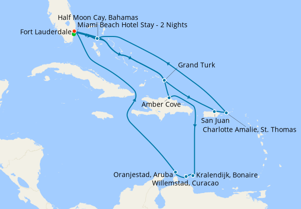 Southern Seafarer & Eastern Caribbean from Ft. Lauderdale with Miami Beach Stay