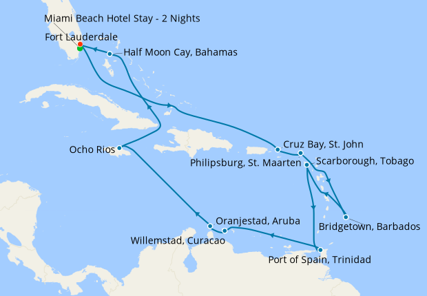 Southern Caribbean Holiday from Ft. Lauderdale with Miami Beach Stay