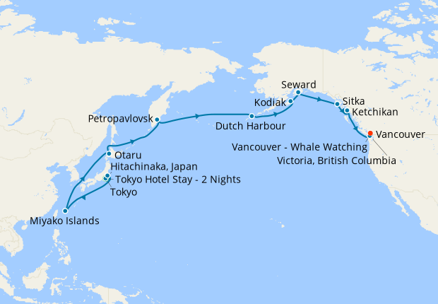 Tokyo, North Pacific Passage & Voyage to Vancouver with Stays