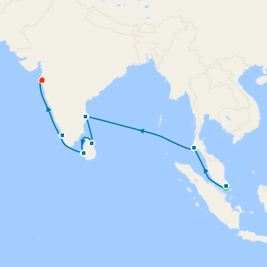 Singapore & India Stays with Thailand & Sri Lanka Voyage