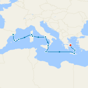Islands of the Med with Barcelona & Athens Stays