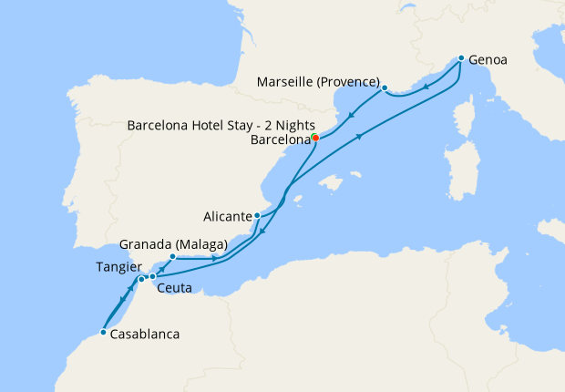 Spain, Morocco, Italy & France from Barcelona with Stay
