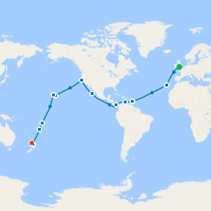 Caribbean, Panama Canal, San Fran, Hawaii & New Zealand from S'ton