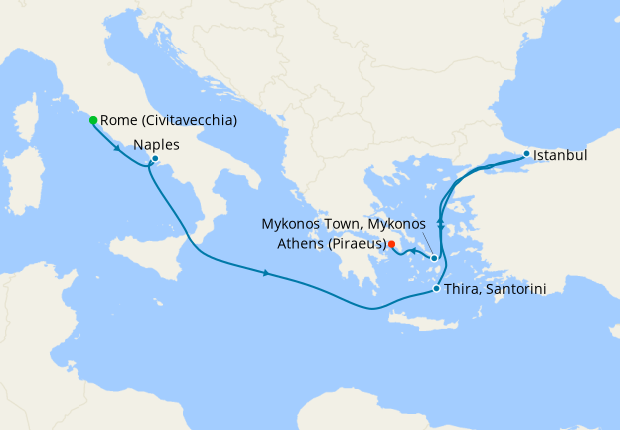 Mediterranean with Greek Isles & Turkey from Rome