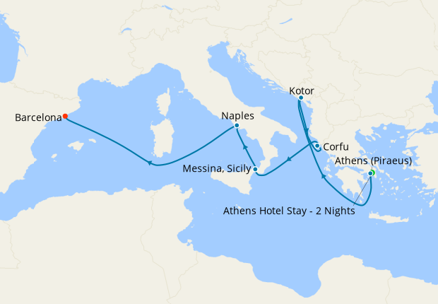 Mediterranean, Greece & Italy from Athens with Stay