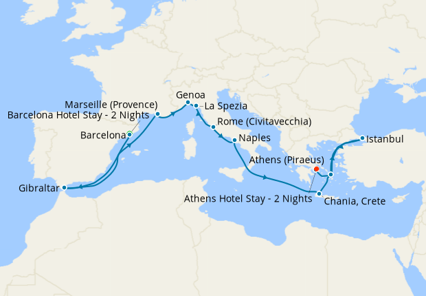 Mediterranean, Greek Isles & Turkey with Barcelona and Athens Stays ...