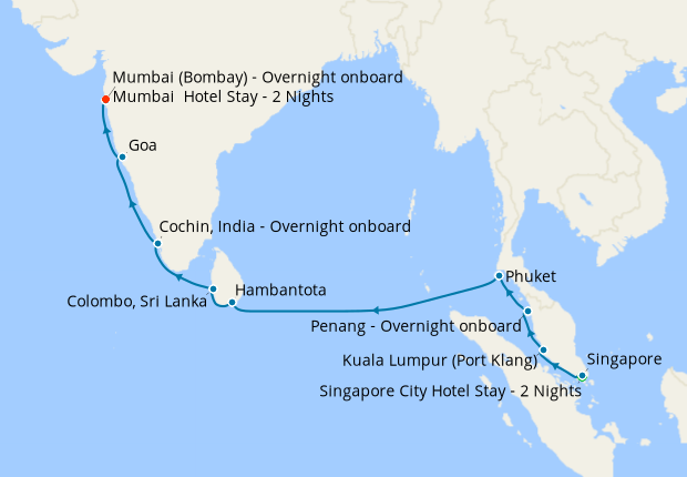 Spice Route From Singapore To Mumbai With Stays, Celebrity Cruises 