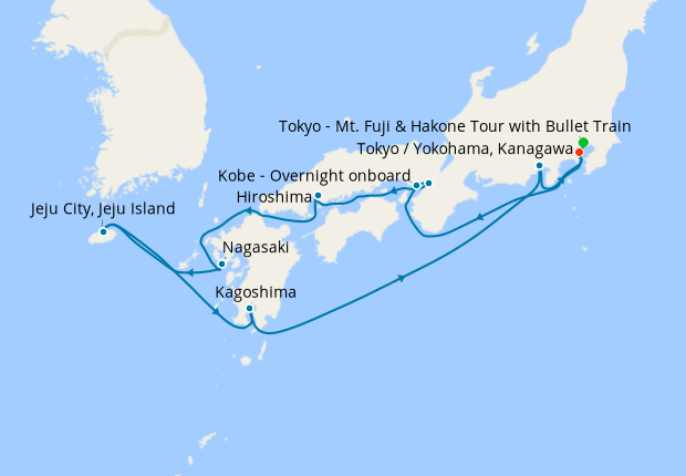 Tokyo Stay, Mt. Fuji, Hiroshima, Kobe & Jeju Island, Celebrity Cruises ...