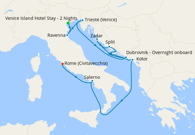 Best of Italy & Croatia from Ravenna with Venice Island Stay