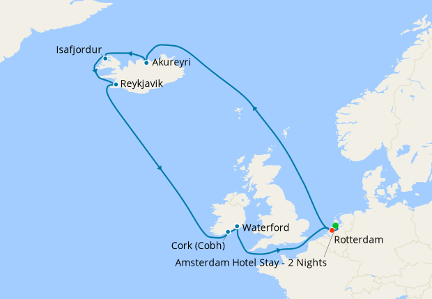 Iceland & Ireland from Rotterdam with Amsterdam Stay