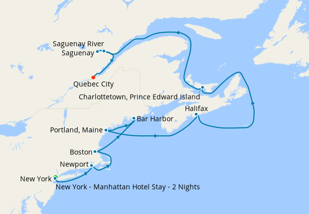 Canada & New Englad from New York to Quebec City with Stay