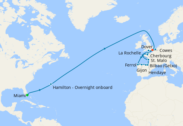 Atlantic Crossing & The British Isles from Miami to Dover (London)
