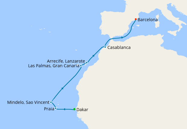 Canary Islands from Dakar to Barcelona