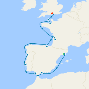 Atlantic Coast from Barcelona to Southampton with Stay