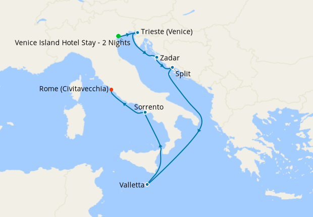 Trieste to Rome with Venice Stay