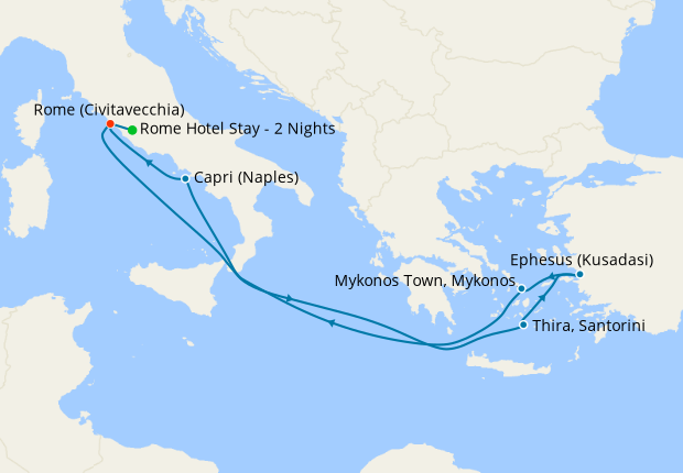 Greek Isles from Rome with Stay