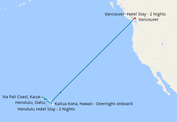 Hawaii to Canada with Honolulu and Vancouver Stays