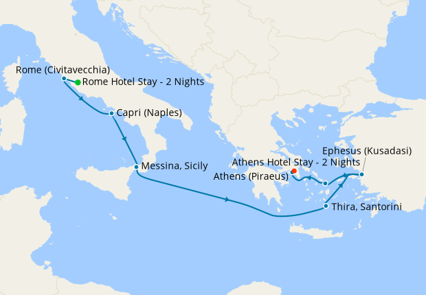 Greek Isles & Turkey with Rome and Athens Stays