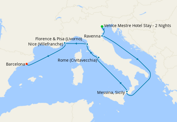 Western Mediterranean from Ravenna with Venice Stay