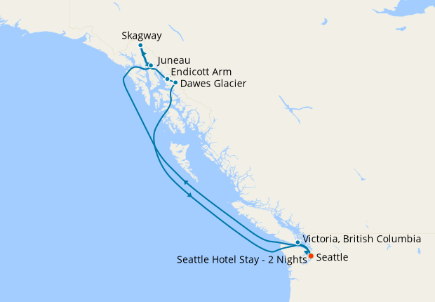 Alaska Glacier Cruise from Seattle with Stay