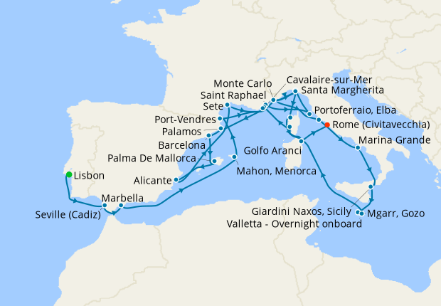 Seabourn - Iberia, Tyrrhenian and Mediterranean Treasures (31 days