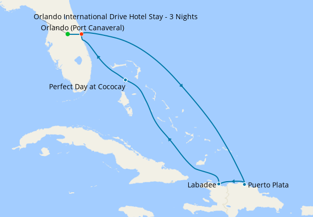 Eastern Caribbean & Perfect Day from Port Canaveral with Orlando Stay