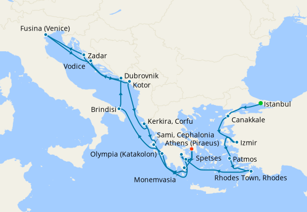 Adriatic, Greek Isles & Dalmatia from Istanbul to Athens